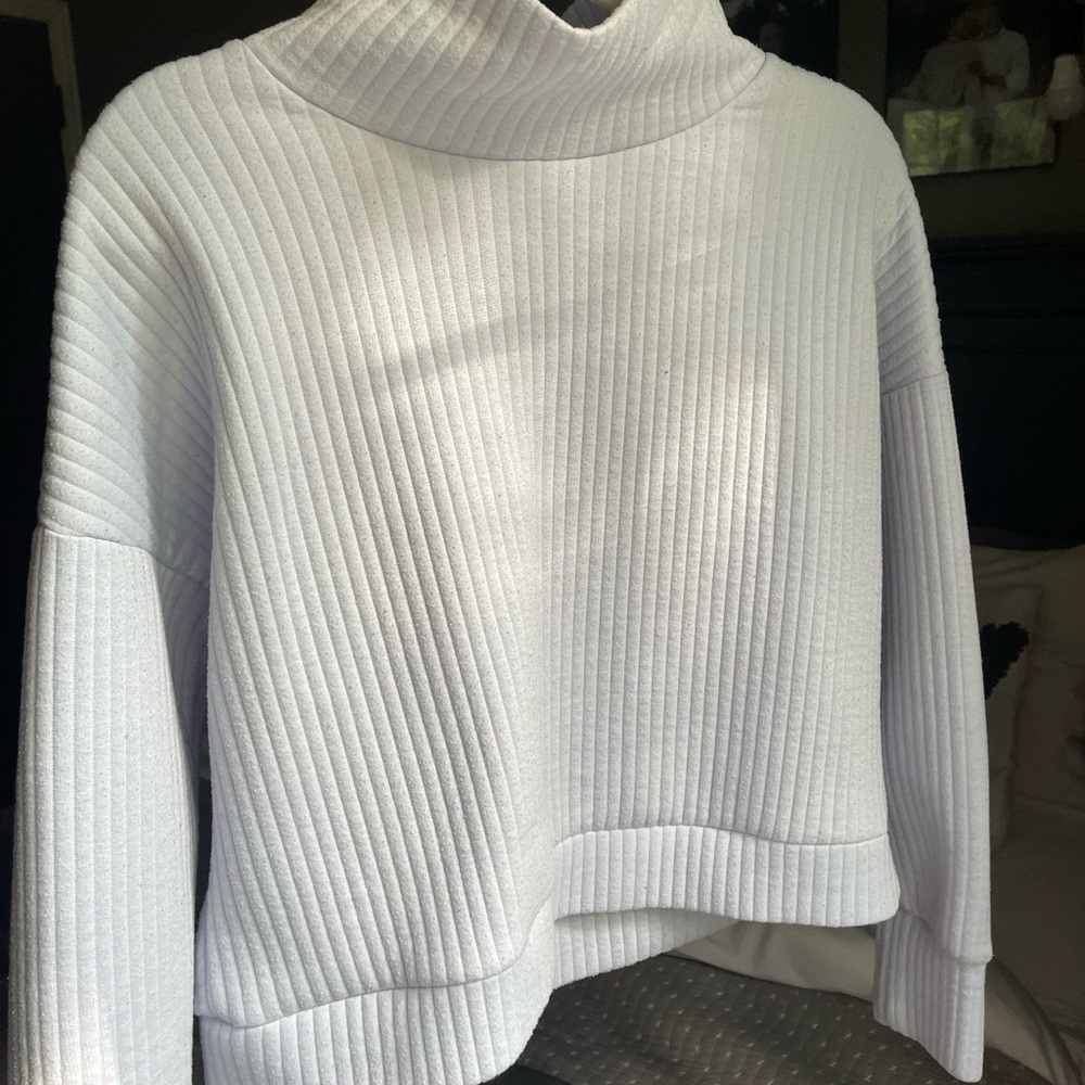 Women's Light Purple Ribbed Mock Neck Sweater